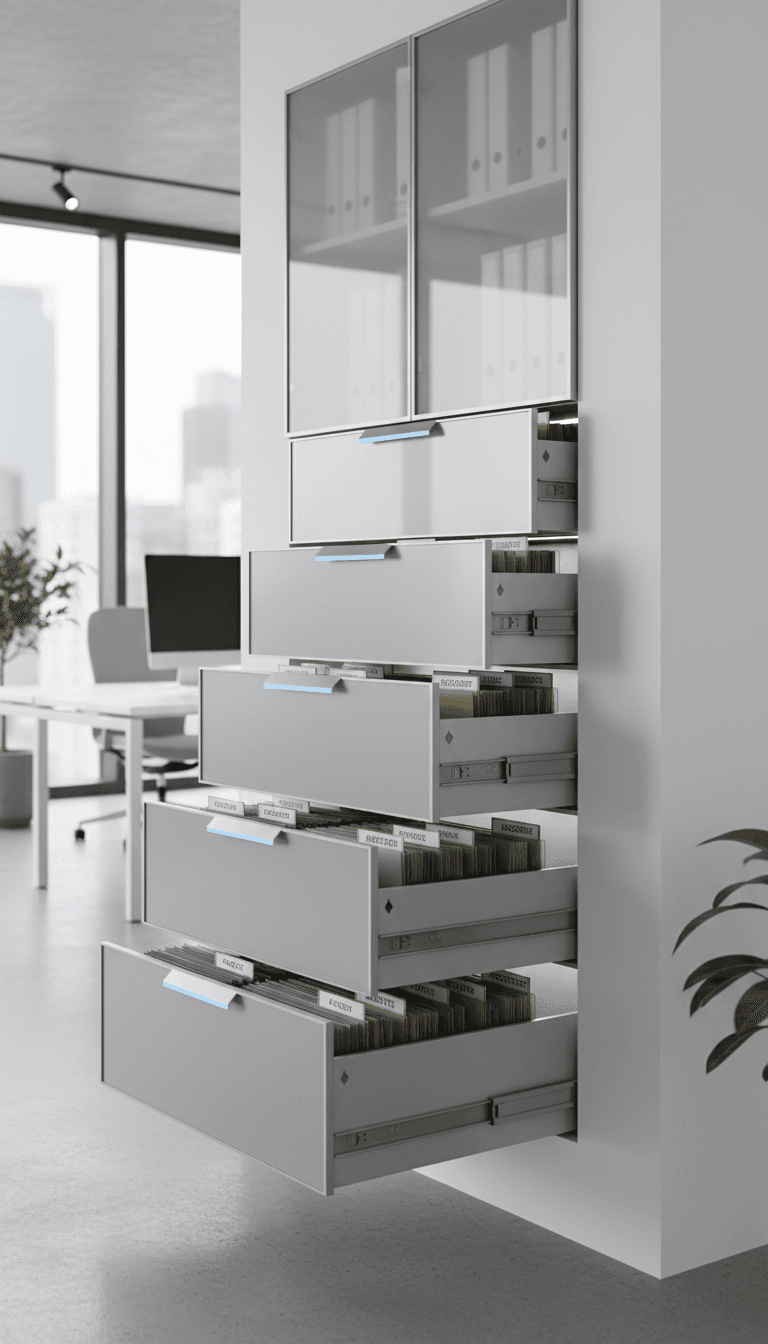 Storage cabinets and filing systems