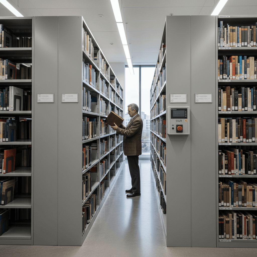 high density mobile compactor shelving