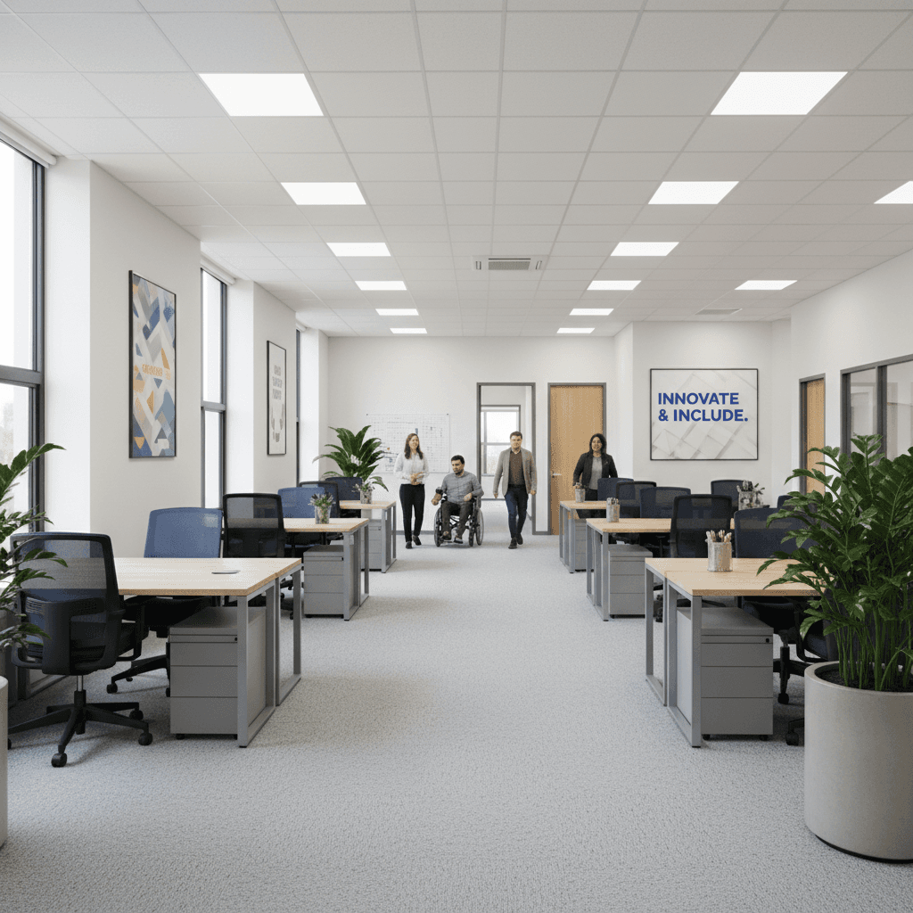 institutional office interior with durable furniture